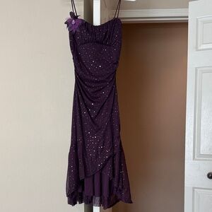 Ruby Rox Asymmetrical Purple Dress with Sparkle